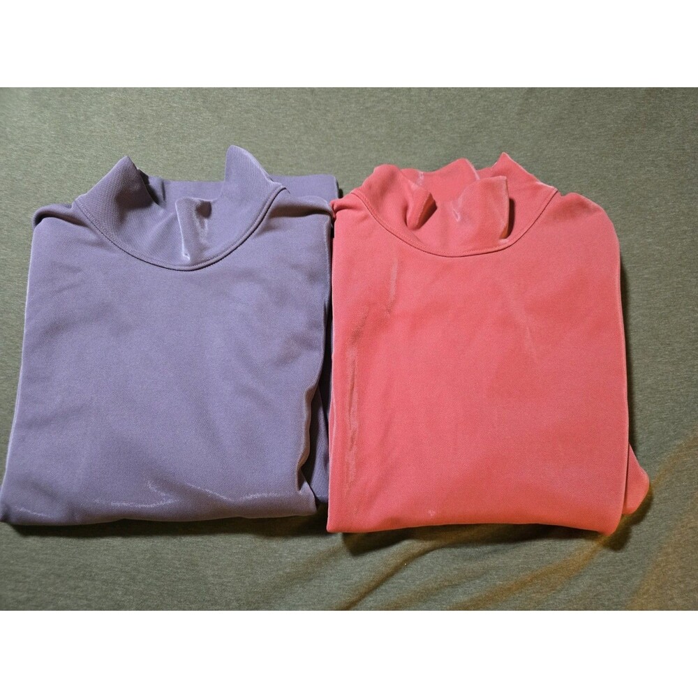 Lot Of 2 Size Large Womens Under Armour Mirage Mockneck Pullovers Shiny Material